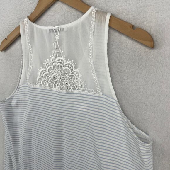 FERAUD PARIS Nightgown L V-Neck Striped Sleeveless Sleepwear Slip Dress Blue - Picture 7 of 16